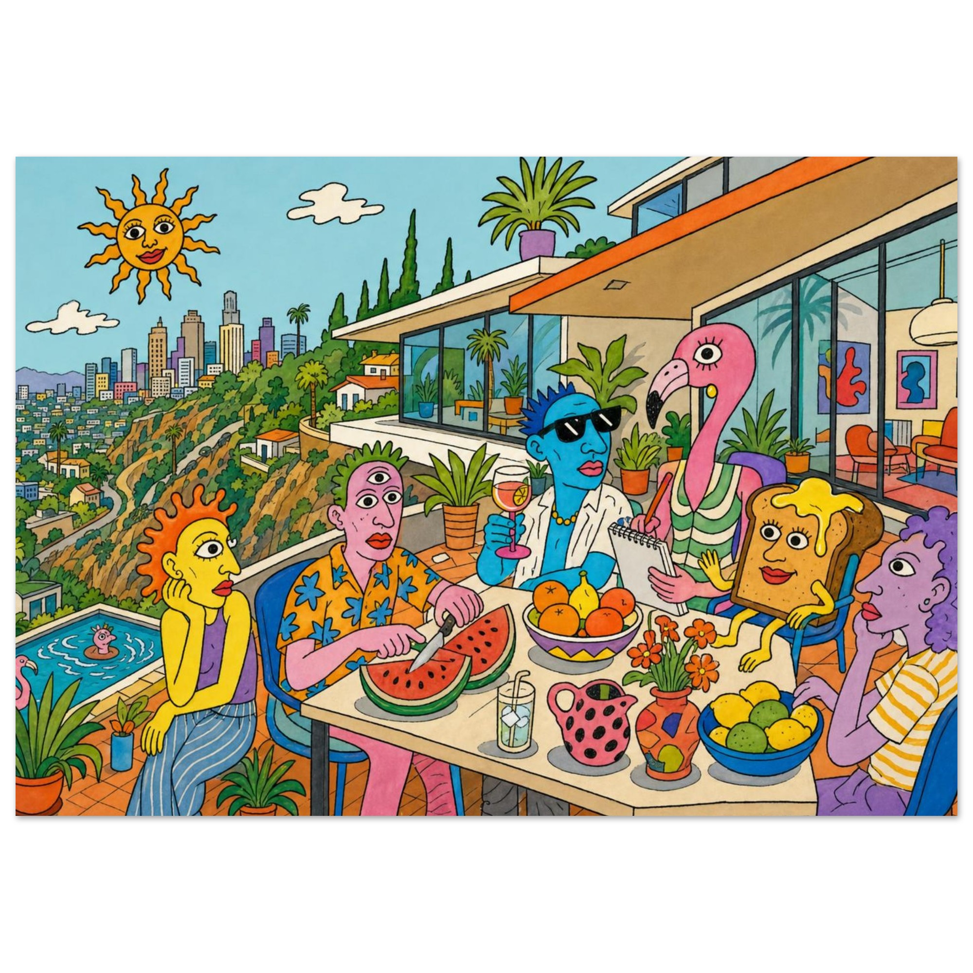 Brunch in the hills - Classic Semi-Glossy Paper Poster 70x100 cm / 28x40″