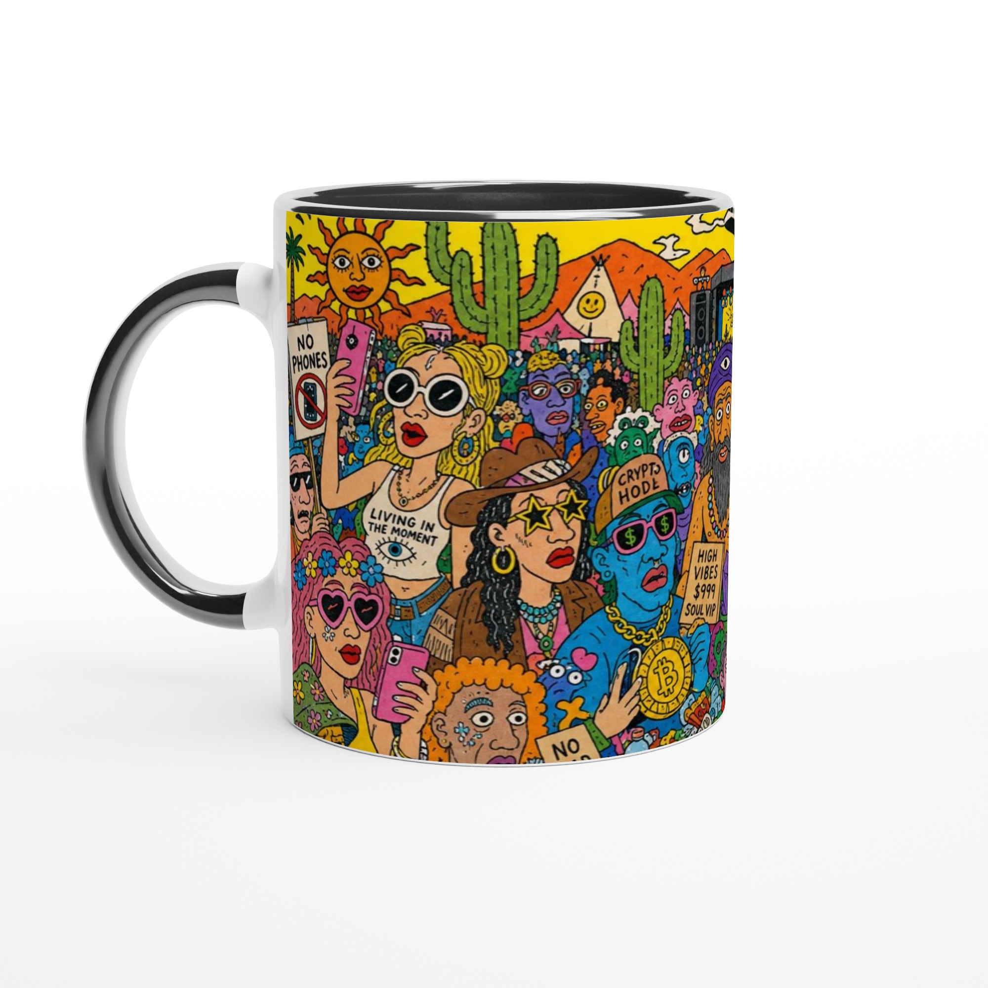 Coachella Meme Mug - White 11oz Ceramic Mug with Color Inside Ceramic Black